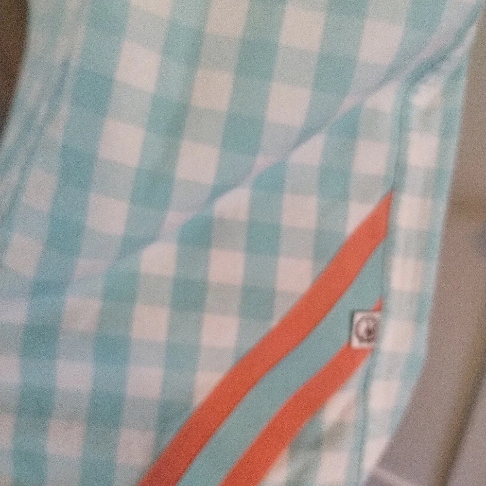 Men's CAVI Short Sleeves Button Up Aqua White Gingham Collar Shirt 4x Big Tall - Picture 7 of 7